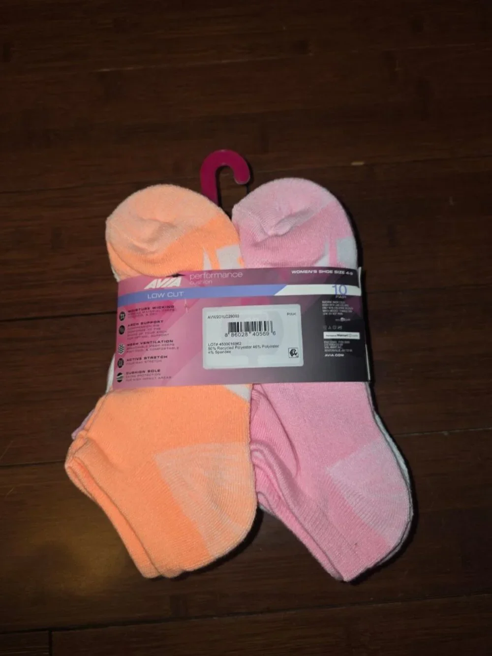 Avia Performance Cushion Low Cut Socks 10 Pair Women’s Size 4–9 Pink Multicolor